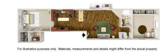 Floor plan for 2 beds, 2 baths, 950 sqft